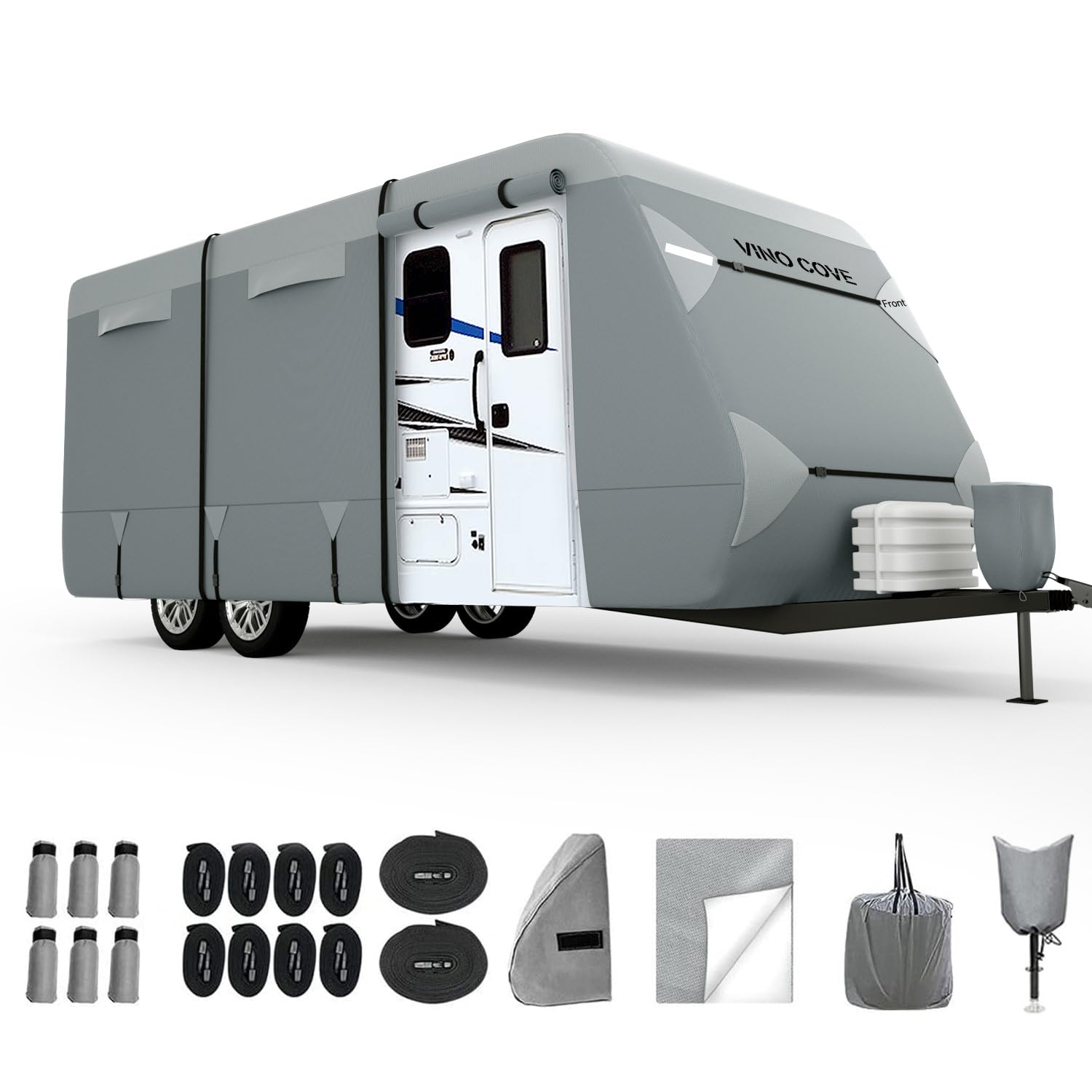 Wohnmobilabdeckung Reiseanhänger Abdeckplane, 7-lagige Dach Camper-Abdeckung, wasserdichte Wohnwagen Abdeckung mit extra Winddichte Gurten, grau, (für 4,8 m-5,5 m) Wohnmobilabdeckung Reiseanhänger Abdeckplane, 7-lagige Dach Camper-Abdeckung, wasserdichte Wohnwagen Abdeckung mit extra Winddichte Gurten, grau, (für 4,8 m-5,5 m) von Vino Cove