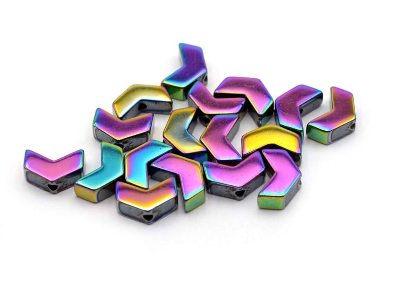 Vintageparts Perlen als Pfeil aus synthetischem Hämatit in Multicolor 20 Stück zum Schmuck selber basteln von Vintageparts FACHHANDEL FÜR SCHMUCKZUBEHÖR
