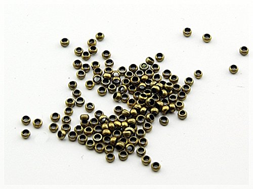 Vintageparts 200 Quetschperlen Bronze 2 mm, DIY-Schmuck von Vintageparts FACHHANDEL FÜR SCHMUCKZUBEHÖR