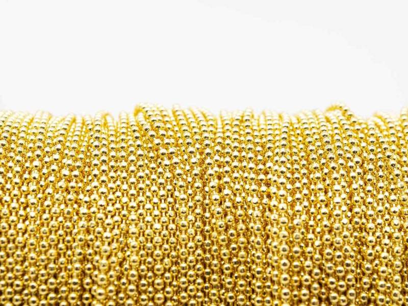 Vintageparts 2 m Kugelkette in goldfarben, 1,5 mm, DIY-Schmuck von Vintageparts FACHHANDEL FÜR SCHMUCKZUBEHÖR