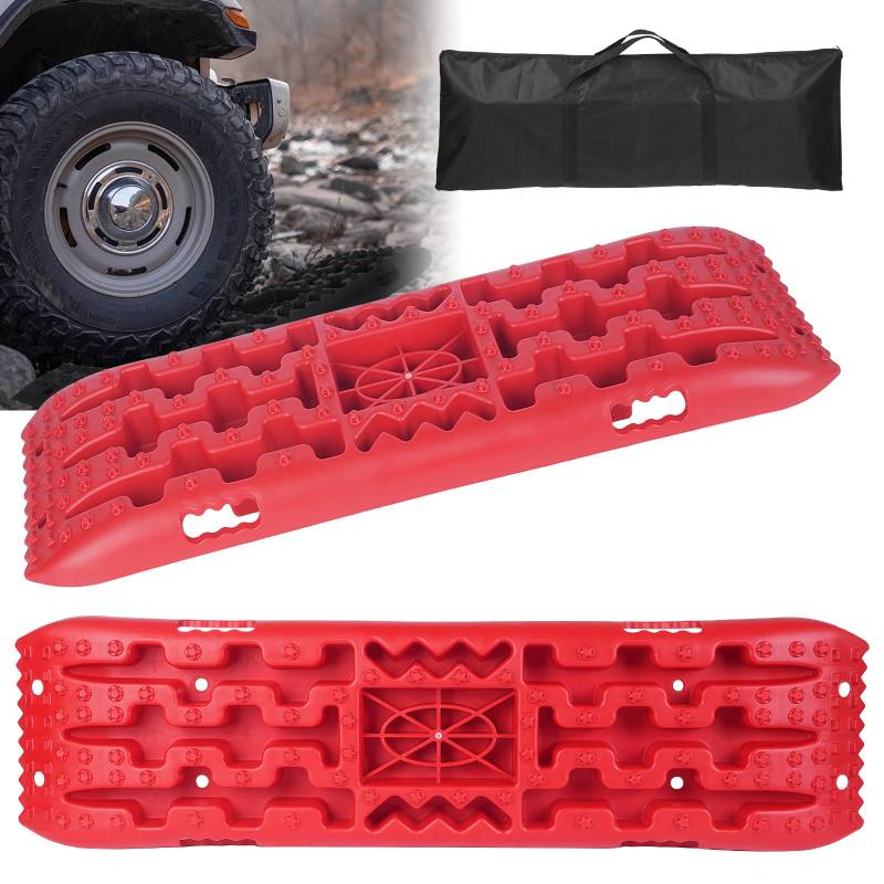 Vinteky 2er Sandbleche Anfahrhilfe Offroad, Wohnmobil Zubehör Recovery Board, Traktionshilfe Auffahrkeile PKW Anhänger Reifenleiter, Traktionsband Traktionsmatte für Sand Schlamm Schnee von Vinteky