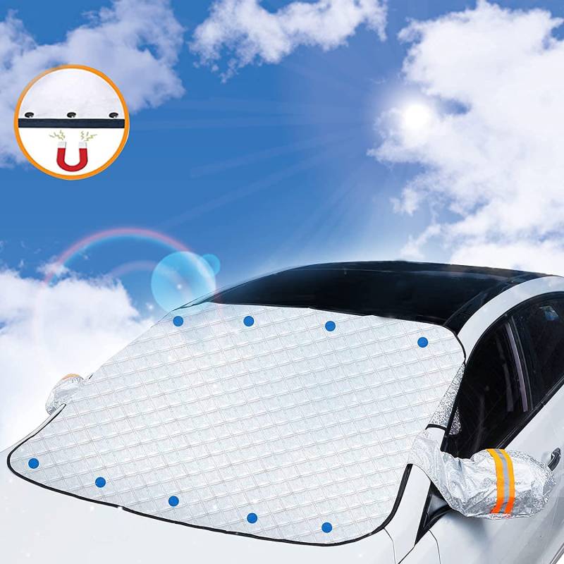 Vintoney Frontscheibenabdeckung Auto Scheibenabdeckung Windschutzscheibe Abdeckung Magnet Fixierung Faltbare Abnehmbare Auto Abdeckung für die Windschutzscheibe gegen Schnee EIS Frost Staub Sonne von Vintoney