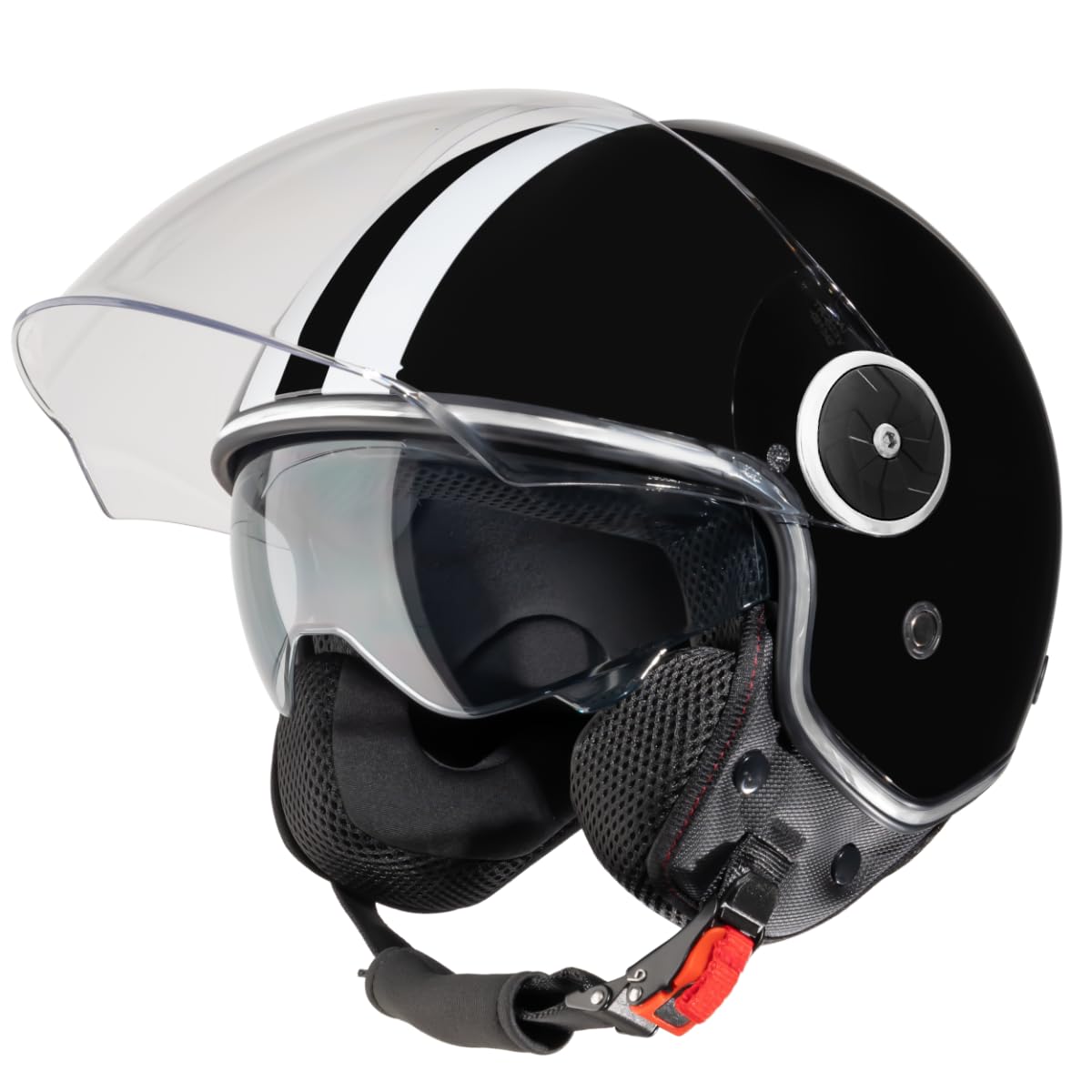 VINZ Arenas Jethelm mit Doppelvisier | Roller Helm mit Streifen & mit Sonnenblende | In Gr. XS-XXL | ECE 22.06 Zertifiziert | Motorradhelm mit Visier | Viele Farben Erhältlich - Schwarz VINZ Arenas Jethelm mit Doppelvisier | Roller Helm mit Streifen & mit Sonnenblende | In Gr. XS-XXL | ECE 22.06 Zertifiziert | Motorradhelm mit Visier | Viele Farben Erhältlich - Schwarz von Vinz