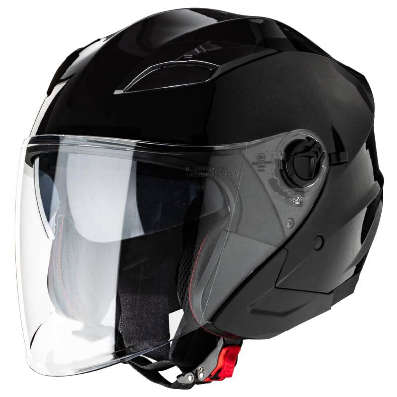 VINZ Calobra Jethelm mit Sonnenblende und Visier | Roller Helm Motorradhelm | ECE 22.06 Zertifiziert | in Gr. XS-XXL - Schwarz von Vinz