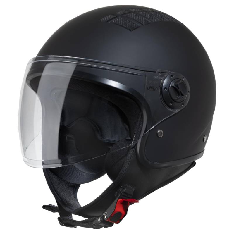 VINZ Como Jethelm mit Visier ECE 22.06 Zertifiziert | Roller Helm Mopedhelm Ideal Für Motoroller & Vespa | Herren und Damen | Komfortabler Motorradhelm XS-XL | Matt Schwarz von Vinz