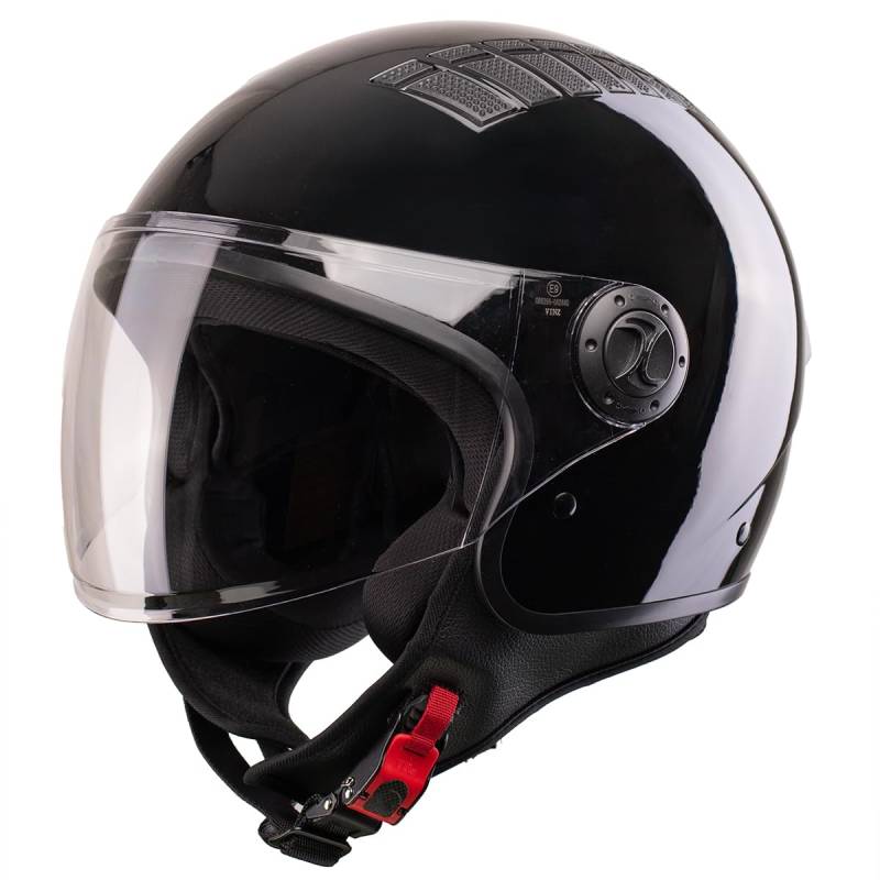 VINZ Como Jethelm mit Visier ECE 22.06 Zertifiziert | Roller Helm Mopedhelm Für Motoroller & Vespa | Herren & Damen | Motorradhelm in XS-XL | Erhältlich in 4 Farben - Schwarz von Vinz