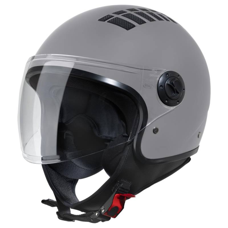 VINZ Como Jethelm mit Visier ECE 22.06 Zertifiziert | Roller Helm Mopedhelm Ideal Für Motoroller & Vespa | Herren und Damen | Komfortabler Motorradhelm XS-XL | Titanium von Vinz