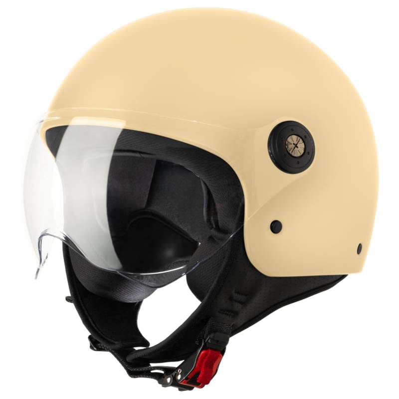 VINZ Duoro Roller Helm Jet Helm Mopedhelm Herren und Damen | in Gr. XS-XXL | Jethelm mit Visier | ECE 22.06 Zertifiziert | Motorradhelm | Creme von Vinz