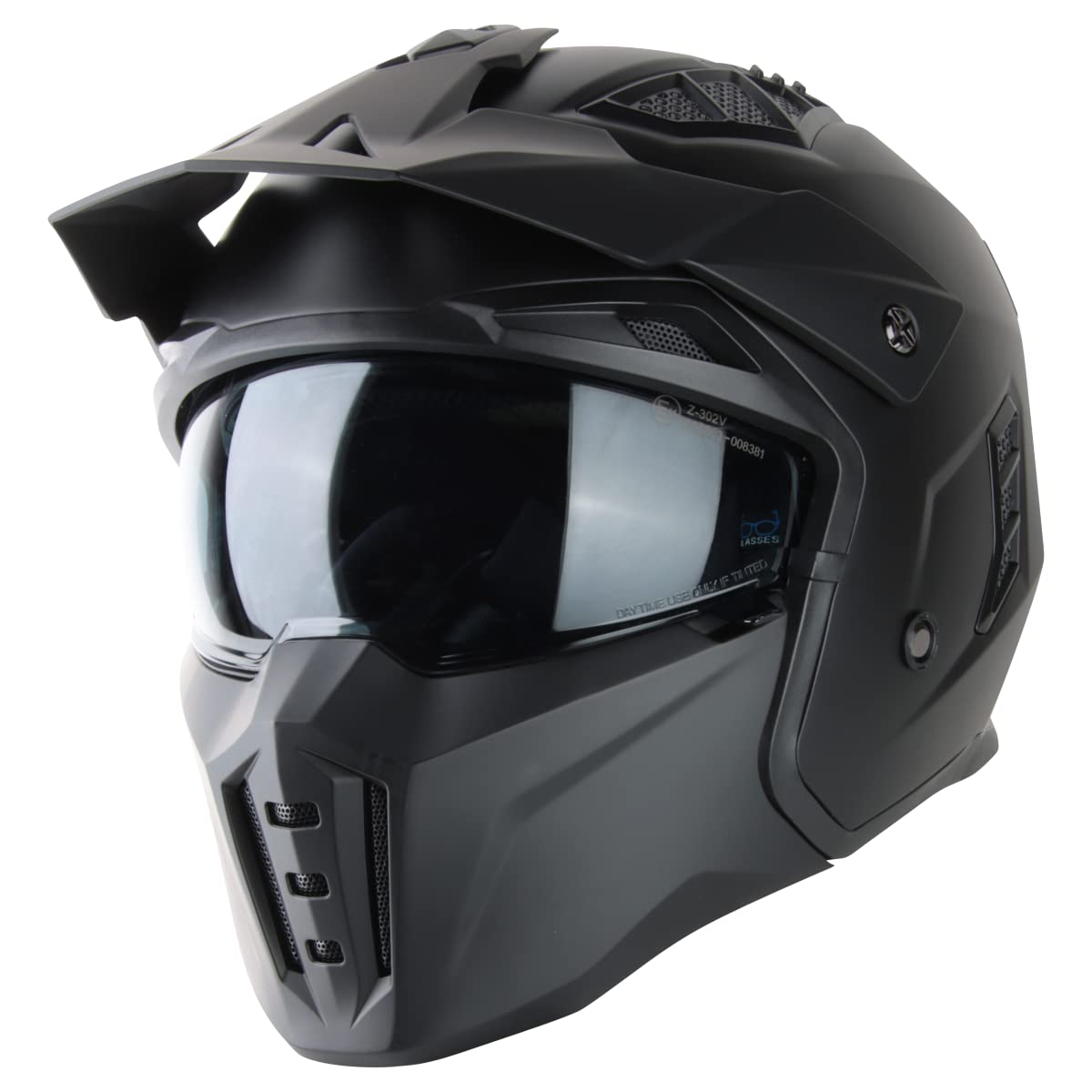 VINZ Kioto Jethelm / Streetfighter Helm | ECE 22.06 zugelassen | Motorradhelm | Rollerhelm mit Sonnenvisier / Sonnenblende | Jet Helm Mit abnehmbarem Kinnschutz - Matt Schwarz VINZ Kioto Jethelm / Streetfighter Helm | ECE 22.06 zugelassen | Motorradhelm | Rollerhelm mit Sonnenvisier / Sonnenblende | Jet Helm Mit abnehmbarem Kinnschutz - Matt Schwarz von Vinz