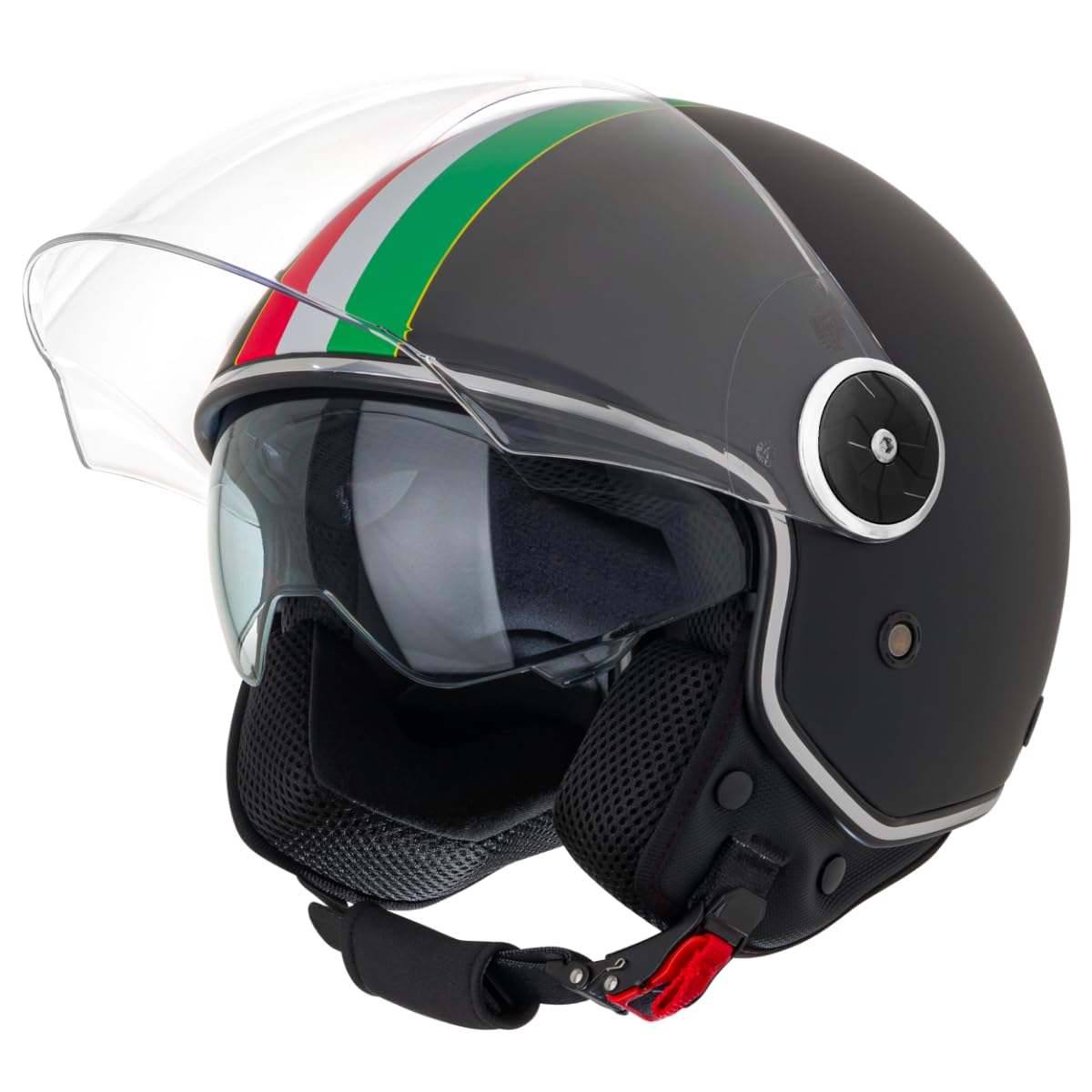 VINZ Neiva Jethelm mit Doppelvisier | Roller Helm mit Italienische Flagge & mit Sonnenblende | In Gr. XS-XXL | ECE 22.06 Zertifiziert | Motorradhelm mit Visier | Viele Farben Erhältlich - Matt Schwarz VINZ Neiva Jethelm mit Doppelvisier | Roller Helm mit Italienische Flagge & mit Sonnenblende | In Gr. XS-XXL | ECE 22.06 Zertifiziert | Motorradhelm mit Visier | Viele Farben Erhältlich - Matt Schwarz von Vinz