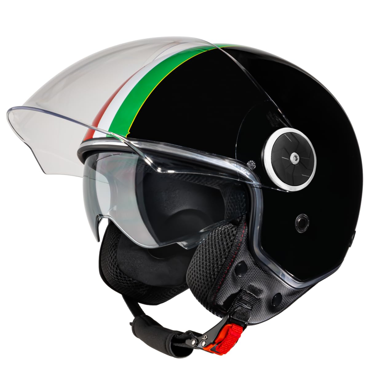 VINZ Neiva Jethelm mit Doppelvisier | Roller Helm mit Italienische Flagge & mit Sonnenblende | In Gr. XS-XXL | ECE 22.06 Zertifiziert | Motorradhelm mit Visier | Viele Farben Erhältlich - Schwarz VINZ Neiva Jethelm mit Doppelvisier | Roller Helm mit Italienische Flagge & mit Sonnenblende | In Gr. XS-XXL | ECE 22.06 Zertifiziert | Motorradhelm mit Visier | Viele Farben Erhältlich - Schwarz von Vinz
