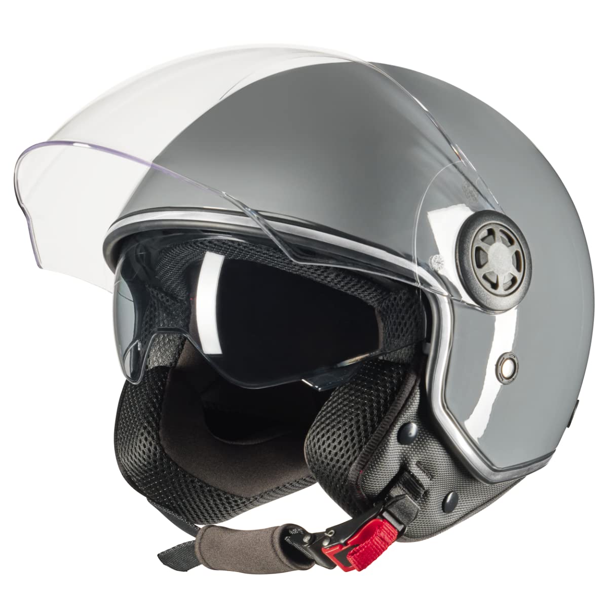 VINZ Pavia Jethelm mit Doppelvisier | Roller Helm Fashionhelm | In Gr. XS-XXL | Jet Helm mit Sonnenblende | ECE 22.06 Zertifiziert | Motorradhelm mit Visier - Grau von Vinz