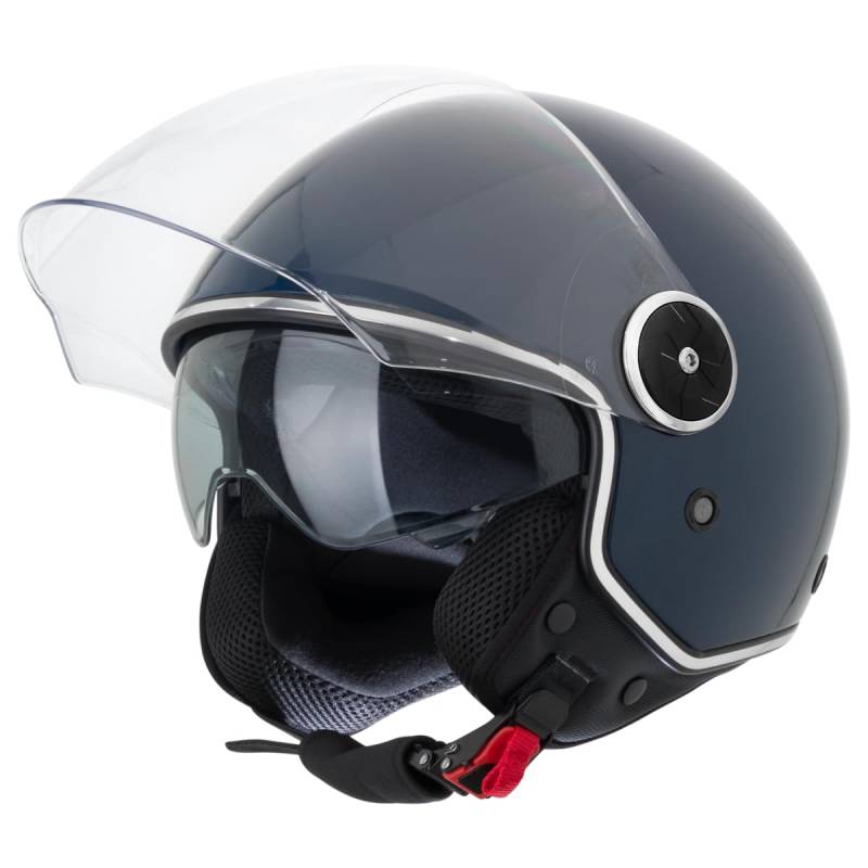 VINZ Tobia Jethelm mit Doppelvisier | Roller Helm mit Sonnenblende | In Gr. XS-XXL | ECE 22.06 Zertifiziert | Motorradhelm mit Visier |Viele Farben Erhältlich - Blau von Vinz