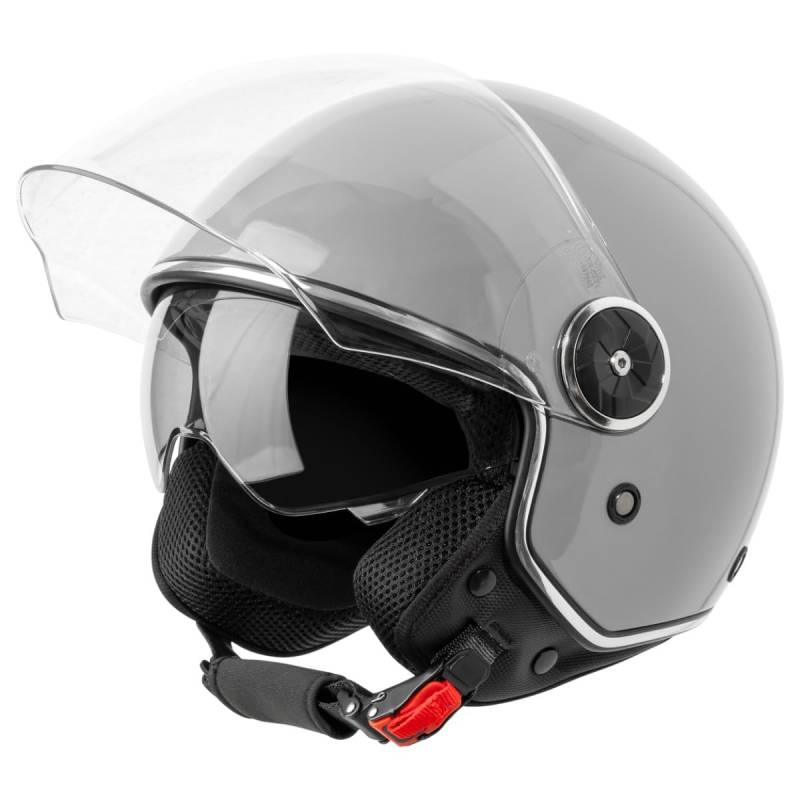 VINZ Tobia Jethelm mit Doppelvisier | Roller Helm mit Sonnenblende | In Gr. XS-XXL | ECE 22.06 Zertifiziert | Motorradhelm mit Visier |Viele Farben Erhältlich - Grau von Vinz