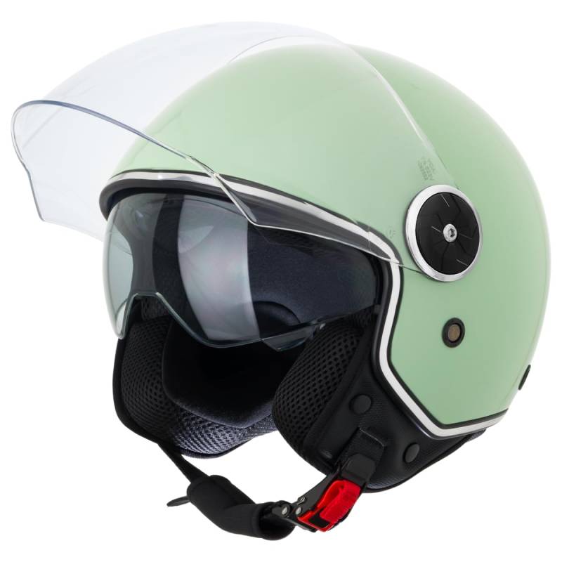 VINZ Tobia Jethelm mit Doppelvisier | Roller Helm mit Sonnenblende | In Gr. XS-XXL | ECE 22.06 Zertifiziert | Motorradhelm mit Visier |Viele Farben Erhältlich - Mint von Vinz