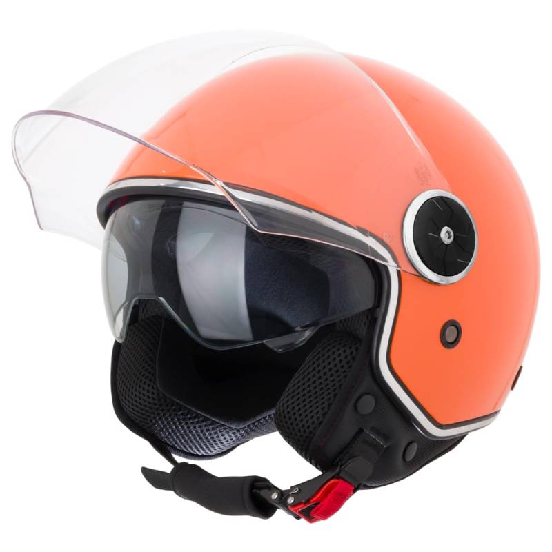 VINZ Tobia Jethelm mit Doppelvisier | Roller Helm mit Sonnenblende | In Gr. XS-XXL | ECE 22.06 Zertifiziert | Motorradhelm mit Visier |Viele Farben Erhältlich - Orange von Vinz