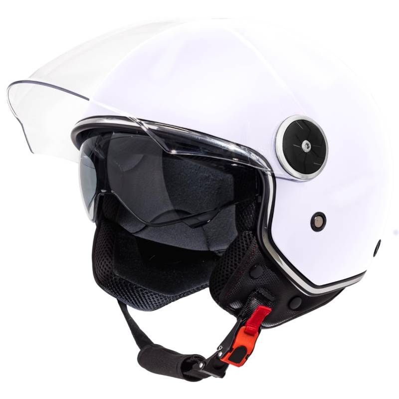 VINZ Tobia Jethelm mit Doppelvisier | Roller Helm mit Sonnenblende | In Gr. XS-XXL | ECE 22.06 Zertifiziert | Motorradhelm mit Visier |Viele Farben Erhältlich - Weiß von Vinz