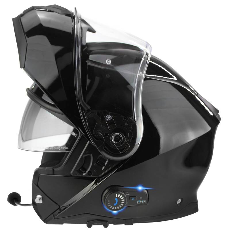 ViPER RSV191 hochklappbarer Motorradhelm mit Blinc Bluetooth – modulare Doppelvisier-Motorradhelme – Mikrofon, Dual-Lautsprecher für Hände und geräuschlose automatische Antwort, ECE/ACU-Gold-Zulassung von Viper