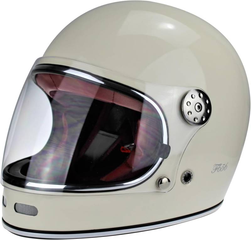 Viper F656 Full Face Motorcycle Helmet Cream ECE Approved Fibre Glass Retro Classic 70s Old Style Racing Crash Bike Protector - Cream - XL von Viper