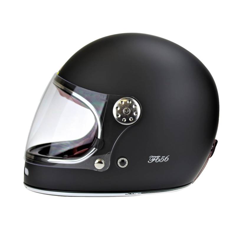 Viper F656 Vintage Motorradhelm Fiberglas Integralhelm mattschwarz - mattes schwarz - XL von Viper