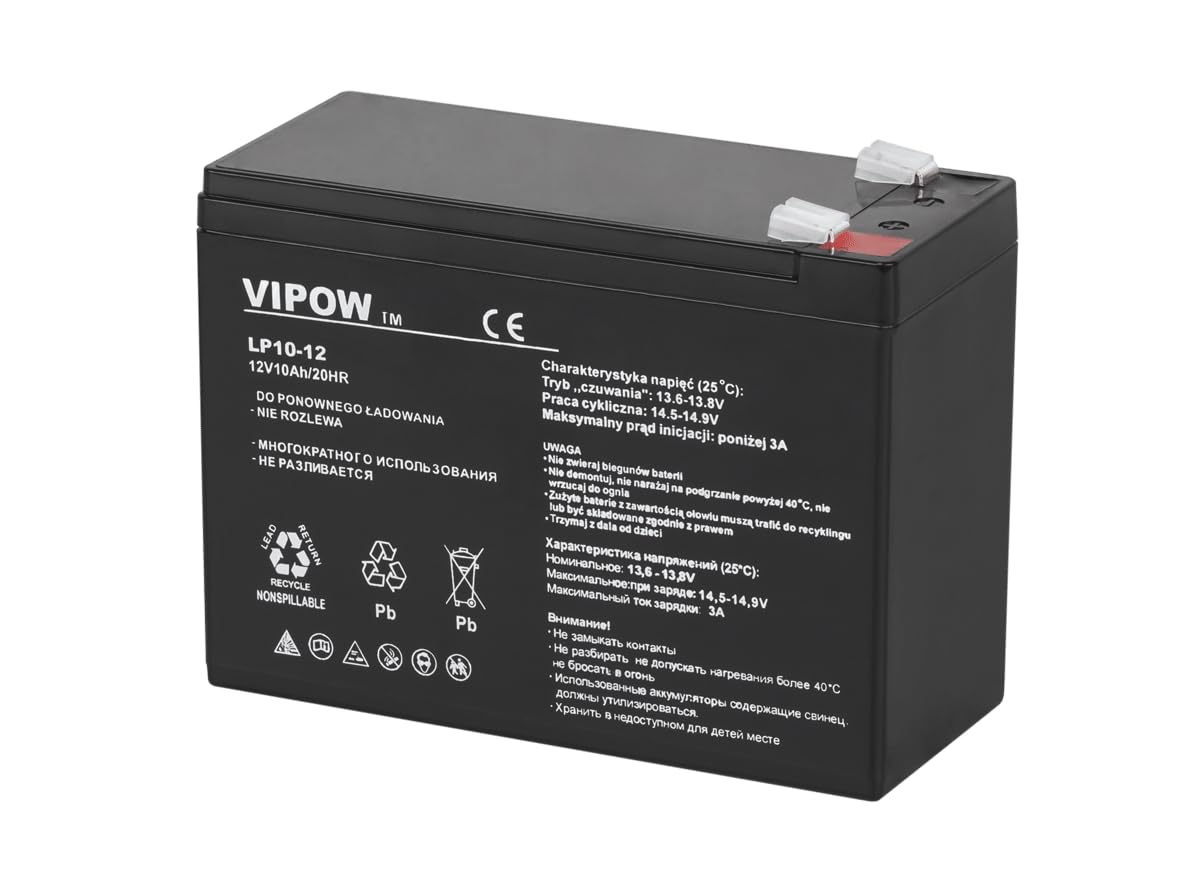 Vipow Blei Akku Industrieakku, wartungsfrei 12V 10Ah (BAT0215) von VIPOW