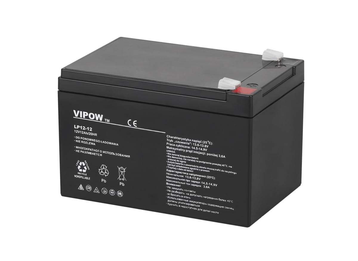 Vipow Blei Akku Industrieakku, wartungsfrei 12V 12Ah (BAT0216) von Vipow