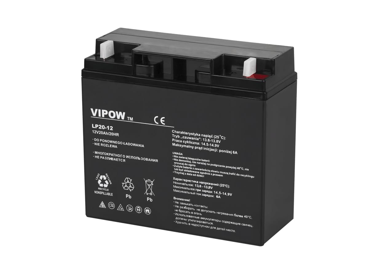 Vipow Blei Akku Industrieakku, wartungsfrei 12V 20Ah (BAT0218) von VIPOW