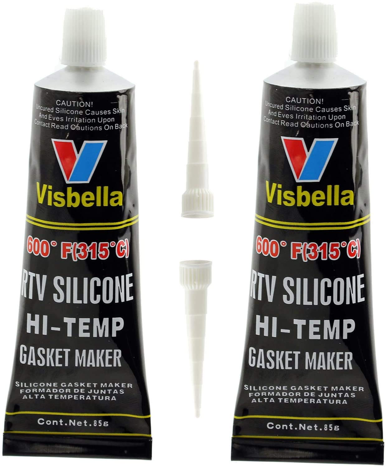 visbella Silikon Motor oder Auspuff Reparatur Dichtung Dichtung Maker Hochtemperatur hitzebeständig von -80ºf zu 600ºf 85 g (schwarz, 2 Stück) von Visbella