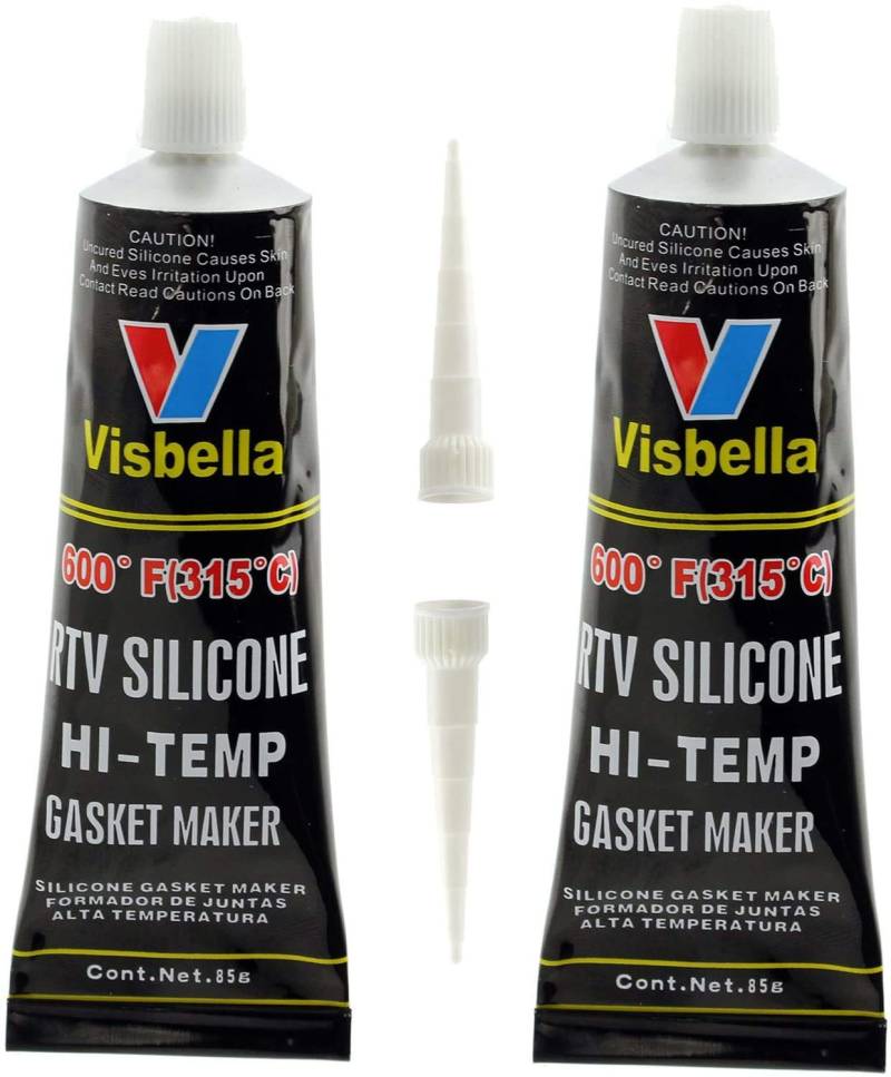 Visbella Dichtmasse für Motor oder Auspuffanlage, Silikon, hitzebeständig von -60 °C bis +260 °C, 85 g, transparent, 2 Stück von Visbella