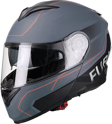 Vito Furio Solid, Klapphelm - Matt Schwarz/Grau/Rot - L von Vito