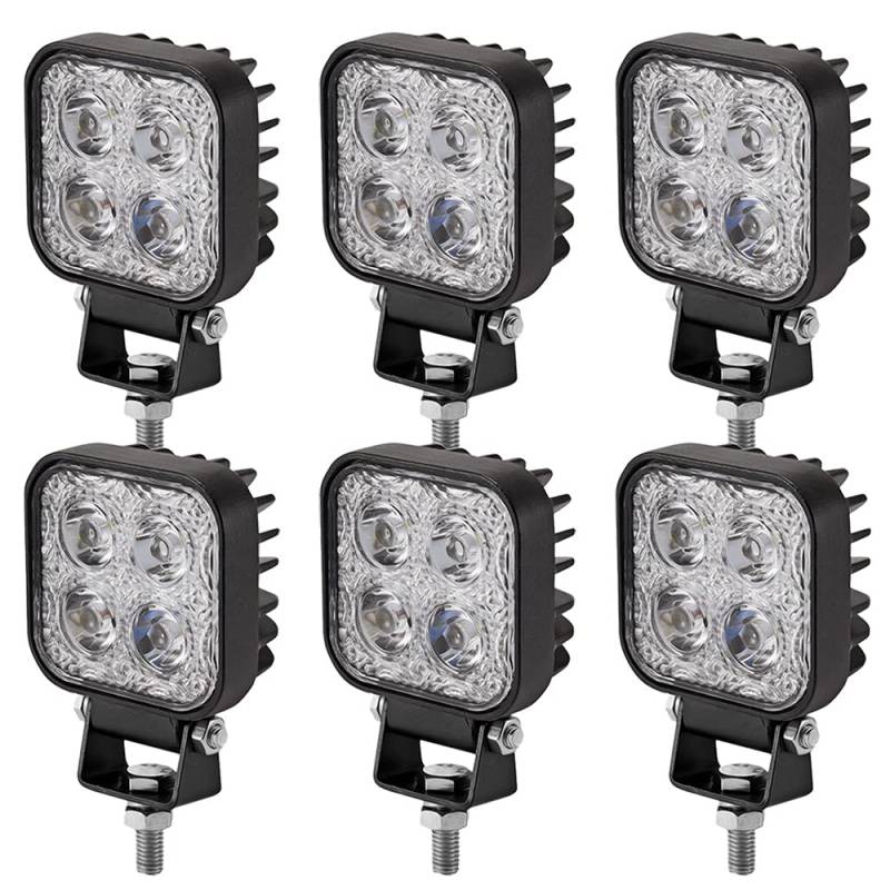 Viugreum 6 Pack Led Arbeitsscheinwerfer 12V - 24V, 12W Led Zusatzscheinwerfer, Kaltweiß, IP67 Wasserdicht Offroad Scheinwerfer für SUV, UTV, ATV, LKW von Viugreum