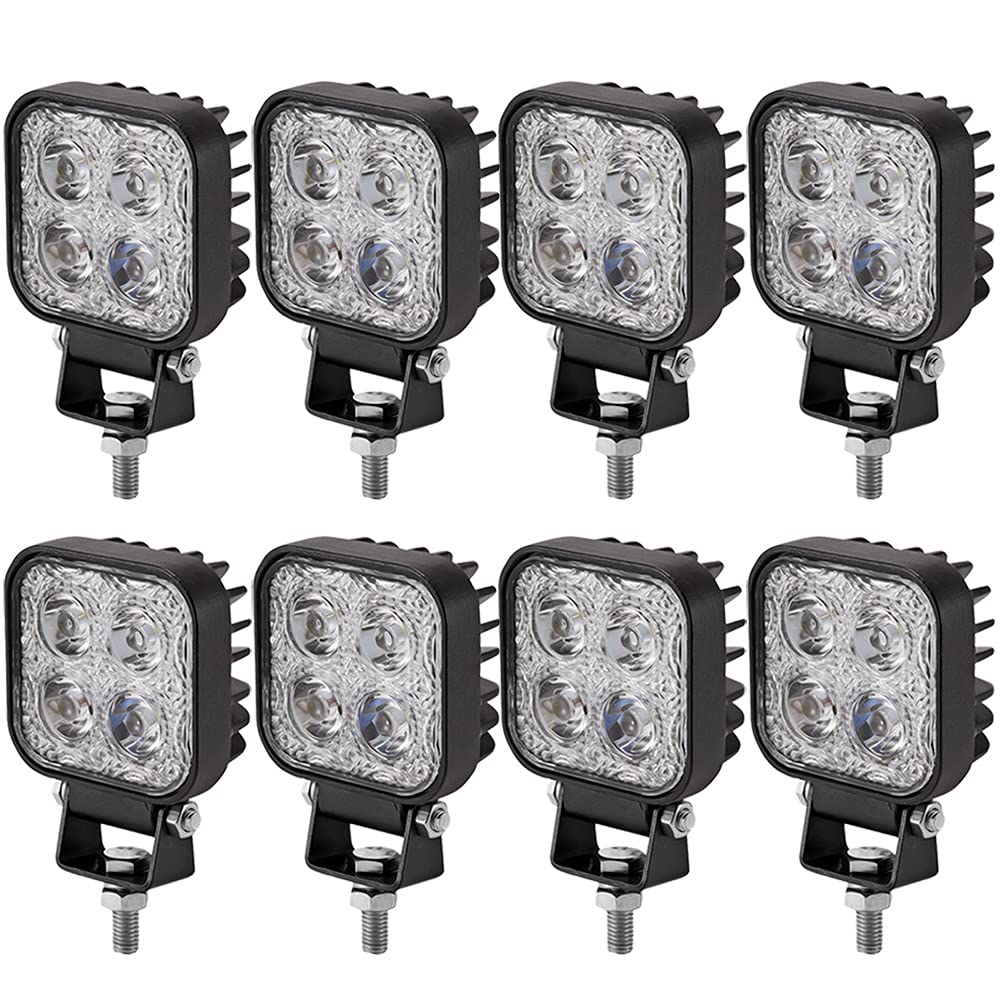Viugreum 8 Pack Led Arbeitsscheinwerfer 12V - 24V, 12W Led Zusatzscheinwerfer, Kaltweiß, IP67 Wasserdicht Offroad Scheinwerfer für SUV, UTV, ATV, LKW von Viugreum