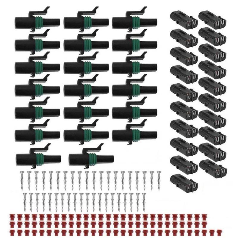 20 Stück 12015792 Komplett-Kits 2-poliger versiegelter Stecker 16–14 GA 8173 Ersatz für Delphi Weather Pack von Vkinman