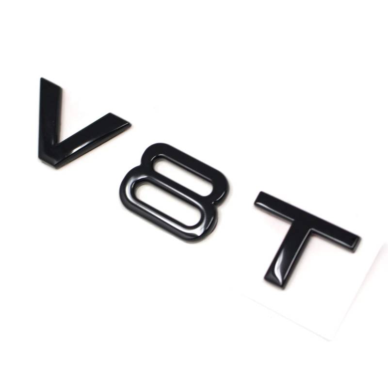 V8T Emblem Schriftzug Kunststoff mit Schaumstoff-Kleberückseite Badge (Schwarz) von VmG-Store