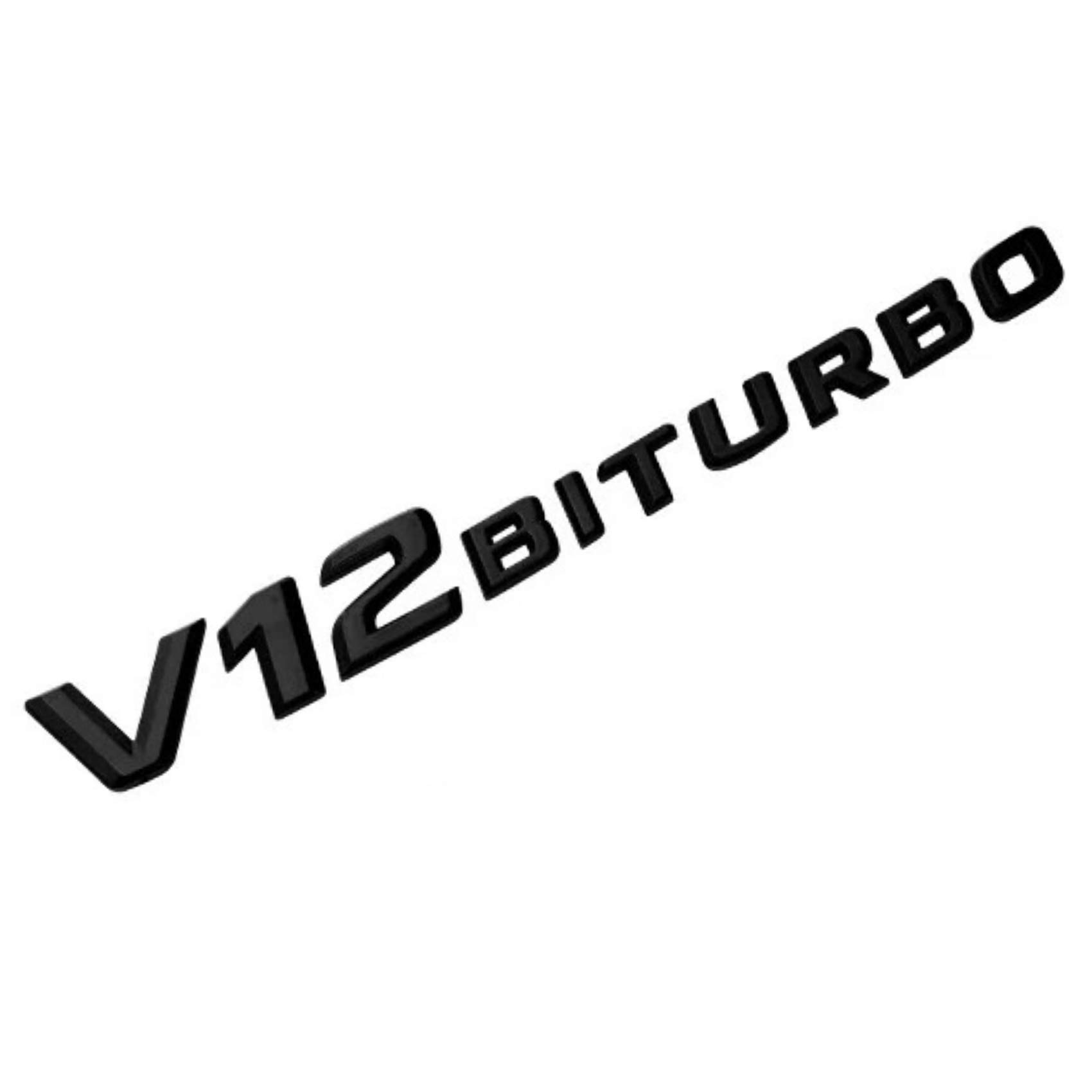 VmG-Store 3D Emblem V12 Biturbo Schriftzug Kunststoff mit Schaumstoff-Kleberückseite Badge (Schwarz) von VmG-Store