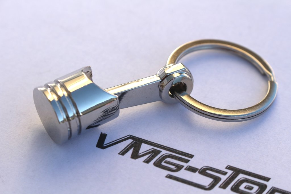 VmG-Store Motor Kolben Chrom Schlüsselanhänger 3D Chrom Motor Schlüssel Tuning Auto Felge von VmG-Store