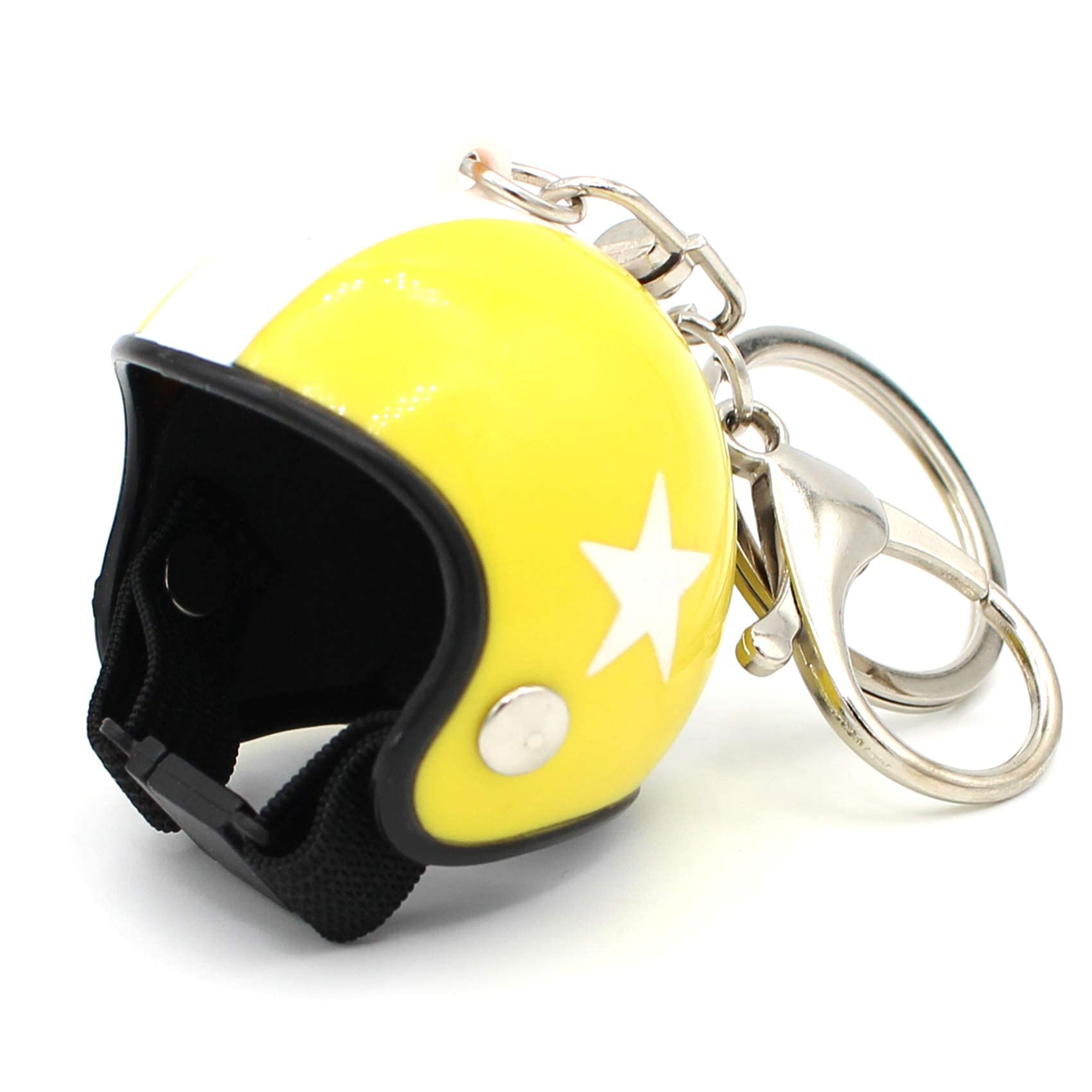 VmG-Store Motorrad Helm Retro Schlüsselanhänger mit funktionsfähigem Verschluss (Gelb) von VmG-Store