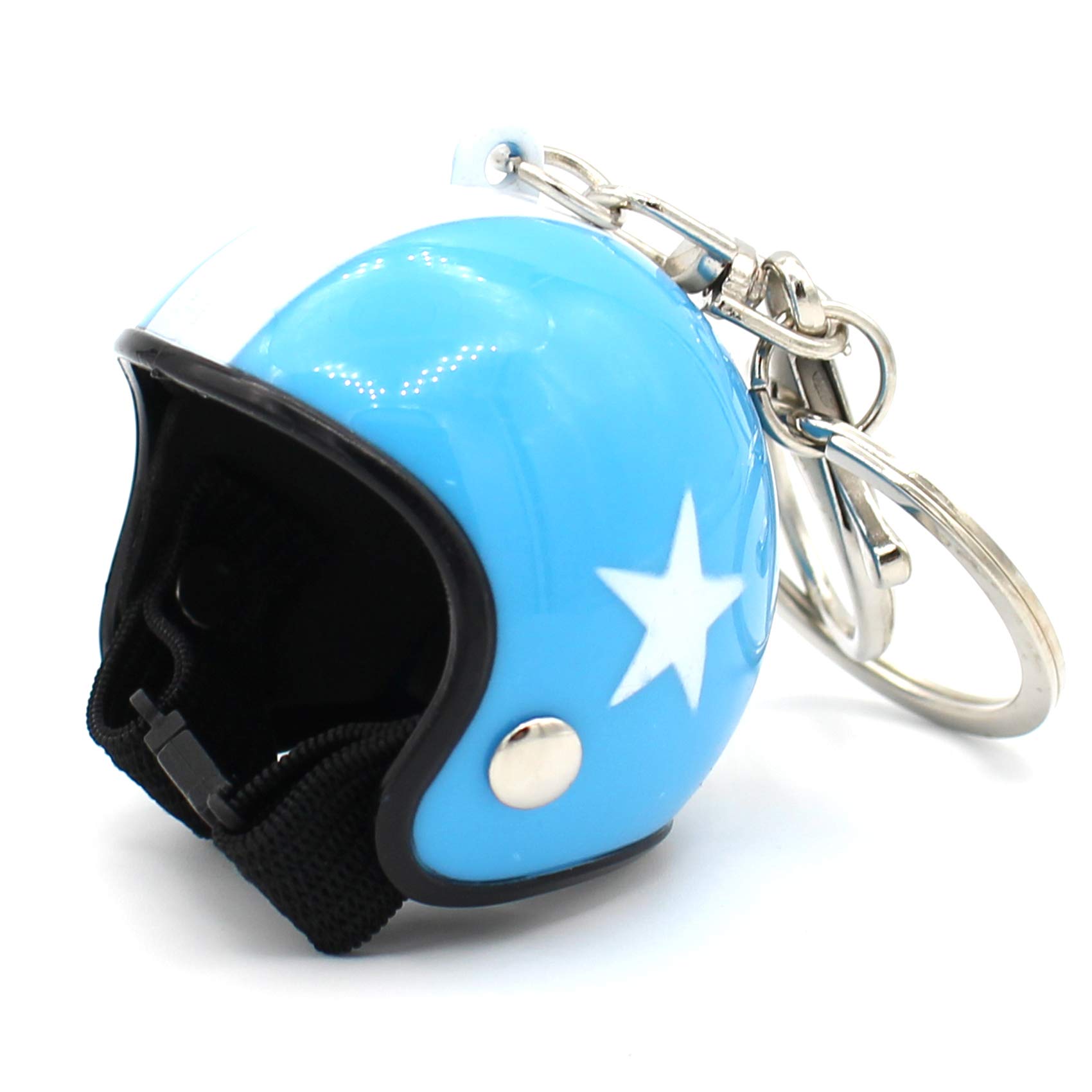 VmG-Store Motorrad Helm Retro Schlüsselanhänger mit funktionsfähigem Verschluss (Hellblau) von VmG-Store
