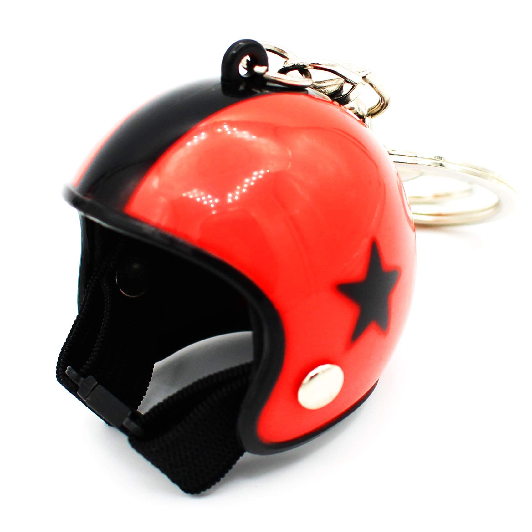 VmG-Store Motorrad Helm Retro Schlüsselanhänger mit funktionsfähigem Verschluss (Rot) von VmG-Store
