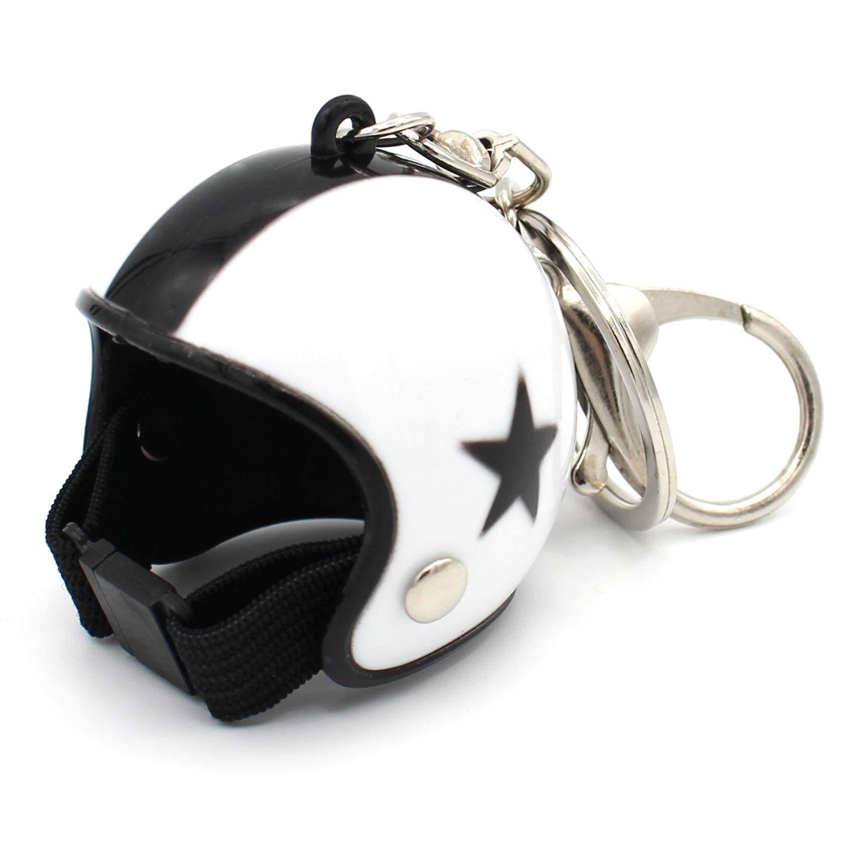 VmG-Store Motorrad Helm Retro Schlüsselanhänger mit funktionsfähigem Verschluss (Weiß) von VmG-Store
