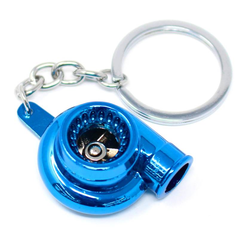 VmG-Store Turbo Schlüsselanhänger mit drehendem Verdichterrad (Chrom Blau) von VmG-Store