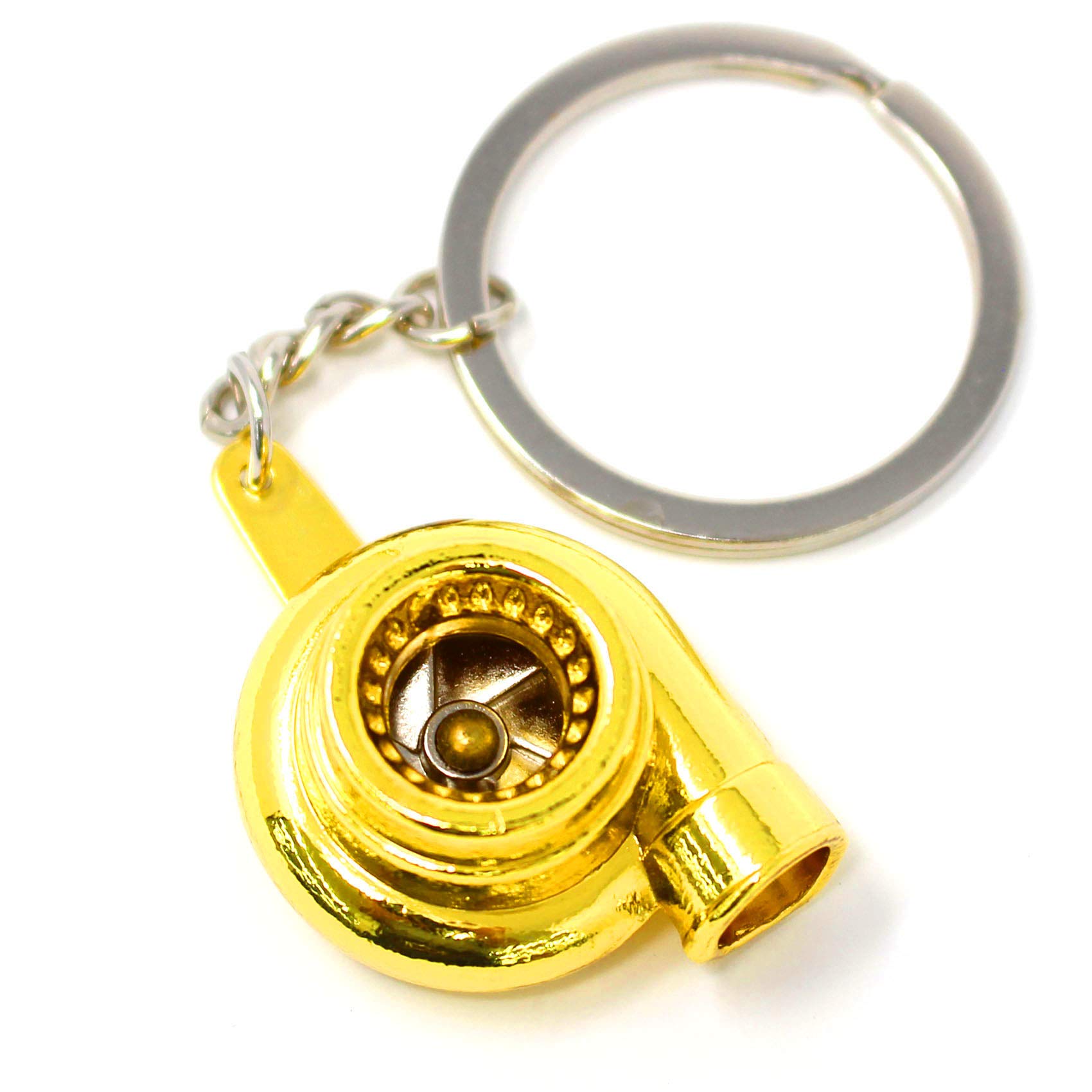 VmG-Store Turbo Schlüsselanhänger mit drehendem Verdichterrad (Chrom Gold) von VmG-Store