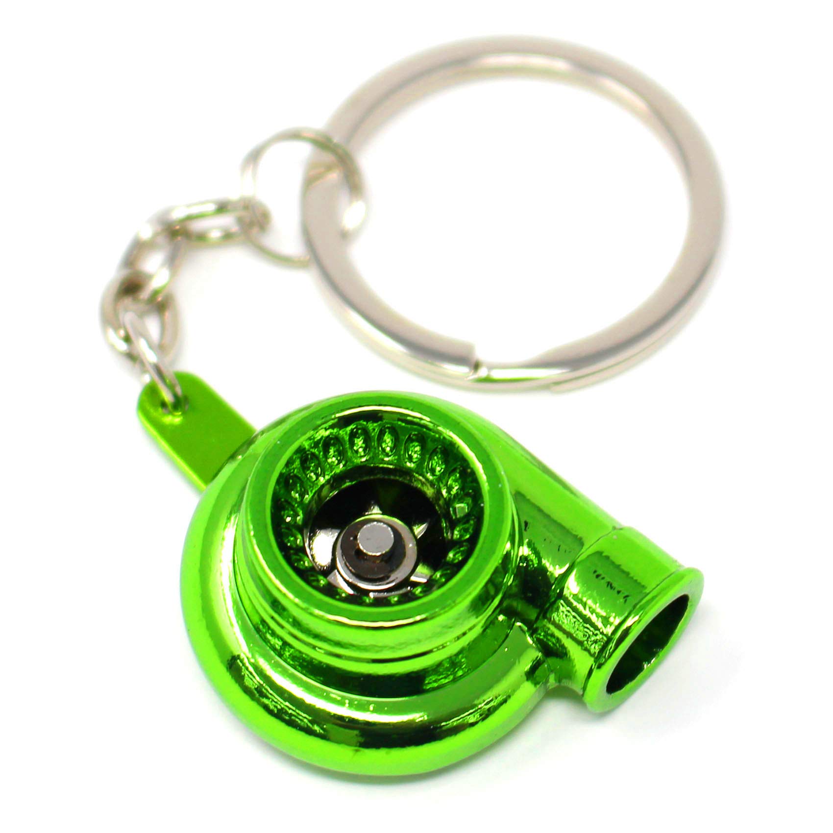 VmG-Store Turbo Schlüsselanhänger mit drehendem Verdichterrad (Chrom Grün) von VmG-Store