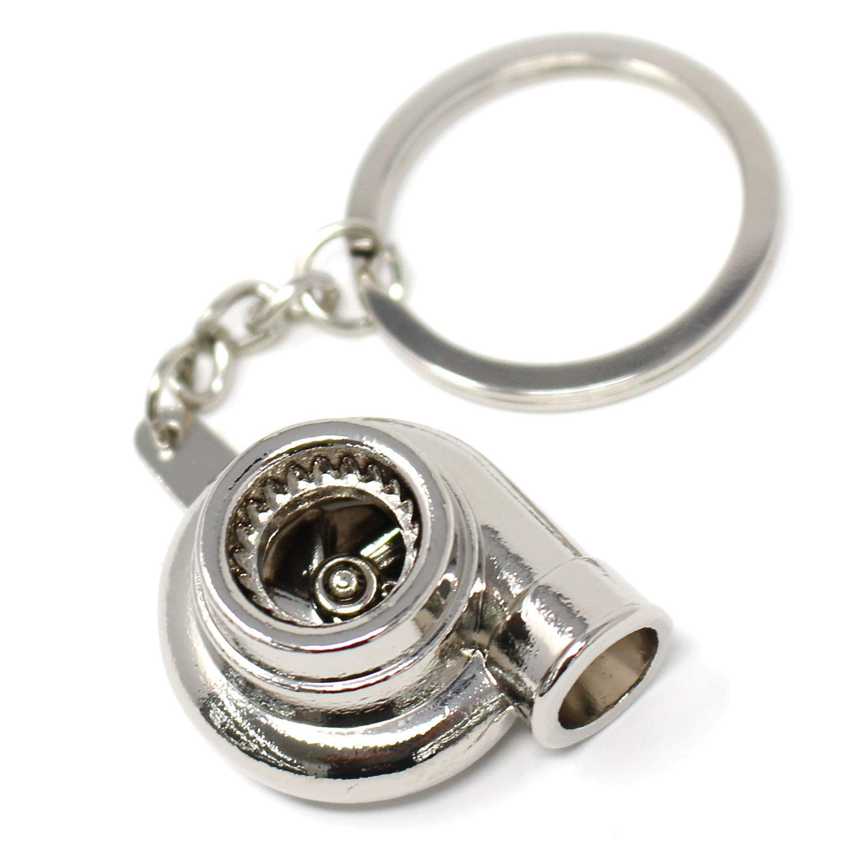 VmG-Store Turbo Schlüsselanhänger mit drehendem Verdichterrad (Chrom Silber) von VmG-Store