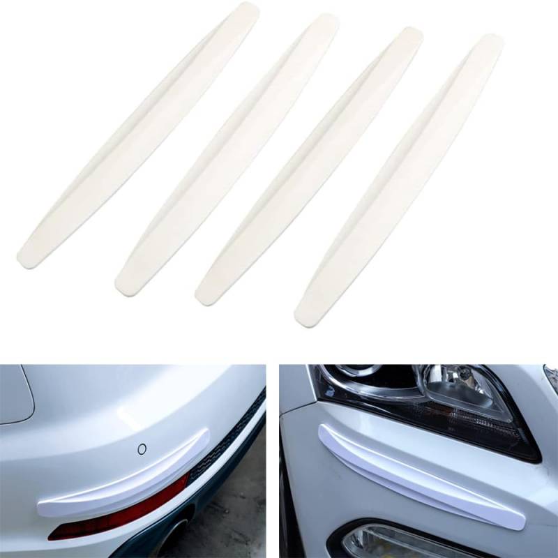 Voarge 4 Stück Universal Auto Ecke Stoßstange Guard Anti-Scratch Protector Aufkleber Streifen Kratzfest, Weiß von Voarge