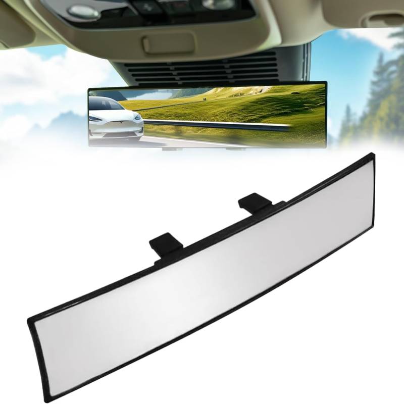 Voarge Rückspiegel Universal 30x7cm Weitwinkelverstellbar Blendschutz für Auto, Vans, Trucks von Voarge