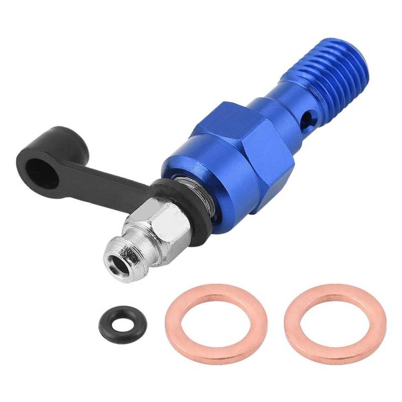 VOBOR Entlüftungsschraube-M10x1.0mm Motorradbremszylinder Bremssattel Entlüftungsschraube Nippel Hohlschraube + Staubkappe (Farbe : Blau) von VOBOR