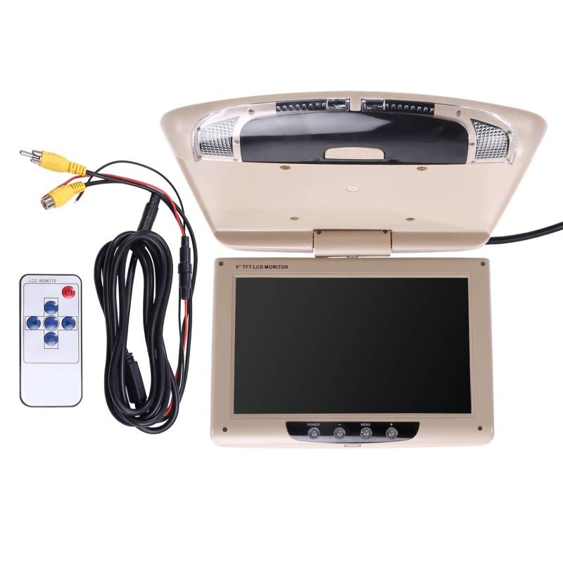 Vocdikficy Autodachmonitor LCD Flip Screen Top Multimedia Video Decken-Dachmontage Display, Autodeckendisplay Beige von Vocdikficy