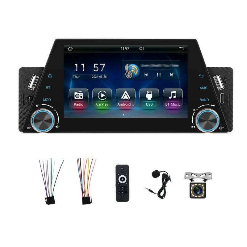 Vocdikficy Autoradio Single Din 5 Touchscreen Autoradio mit CarPlay Android Auto Mirror Link FM USB SWC Rückfahrkamera von Vocdikficy