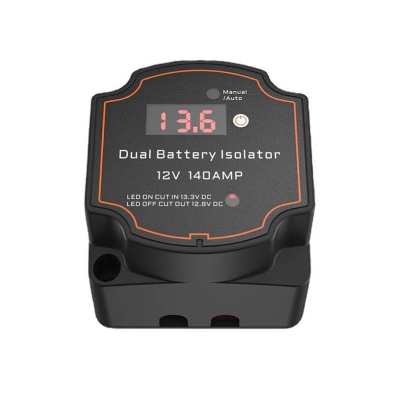 Vocdikficy Intelligenter Doppelbatterie-Isolator 12 V 140 A, Digitales Spannungsempfindliches Relais, VSR-Split-Ladung für Wohnmobile, Autos, Wohnmobile, Boote, Lastwagen von Vocdikficy